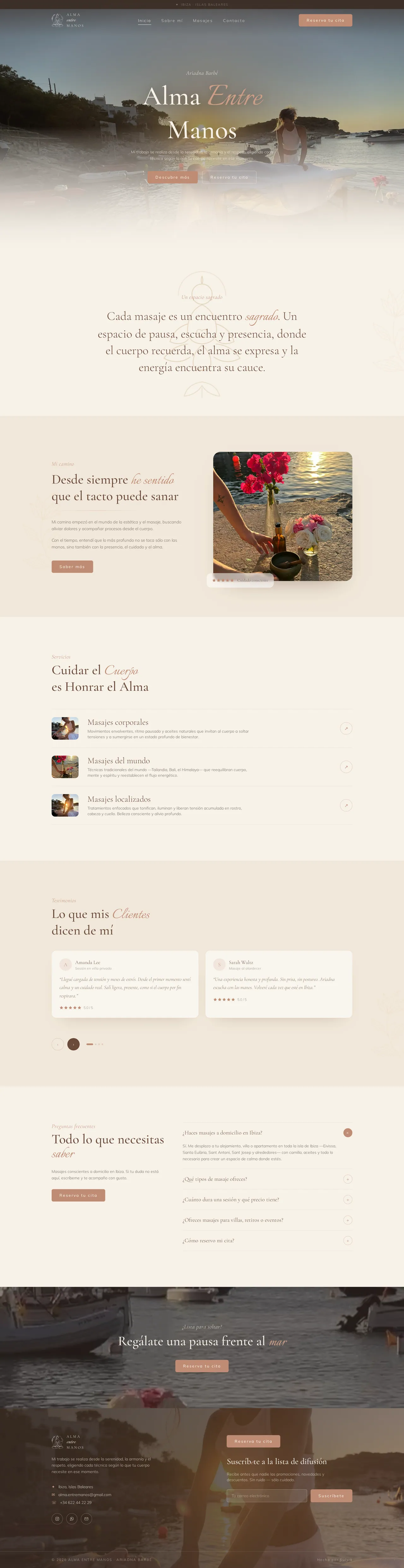 Alma Entre Manos — vista completa de escritorio